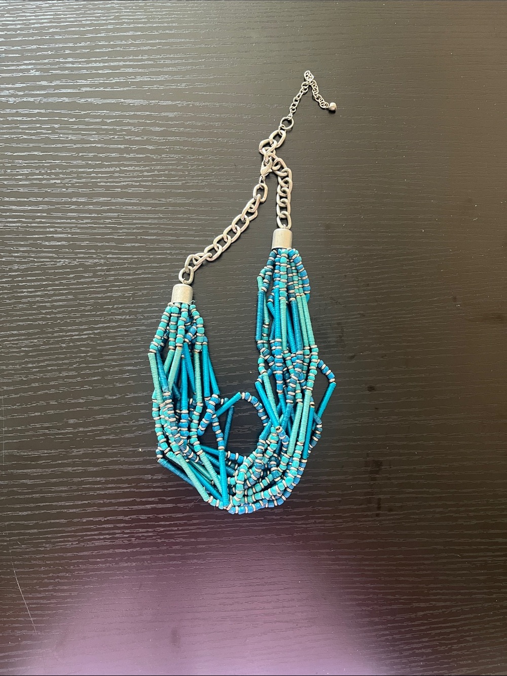 Turquoise Multi-Strand Beaded Necklace with Silver Accents